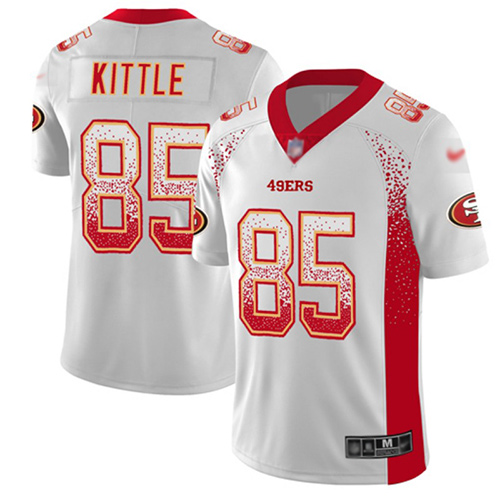 49ers #85 George Kittle White Men's Stitched Limited Rush Drift Fashion Jersey