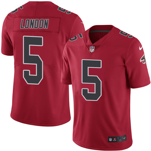 Falcons #5 Drake London Red Stitched Youth Limited Rush Jersey