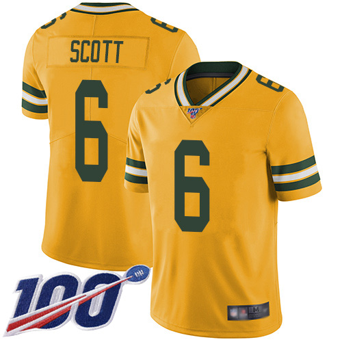 Green Bay Packers #6 JK Scott Yellow Men's Stitched Limited Rush 100th Season Jersey Men's