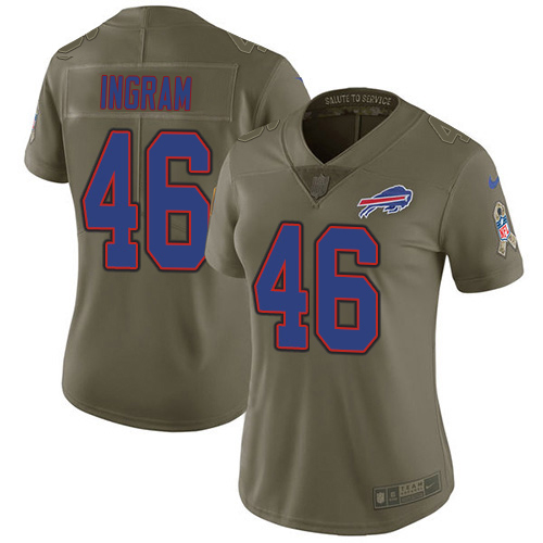 Bills #46 Ja'Marcus Ingram Olive Women's Stitched Limited 2017 Salute To Service Jersey