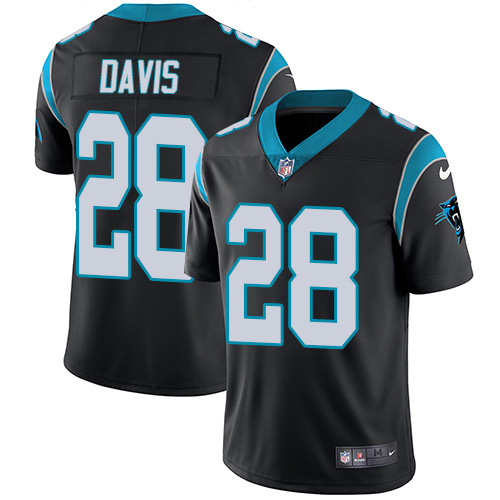 Carolina Panthers #28 Mike Davis Black Team Color Men's Stitched Vapor Untouchable Limited Jersey Men's