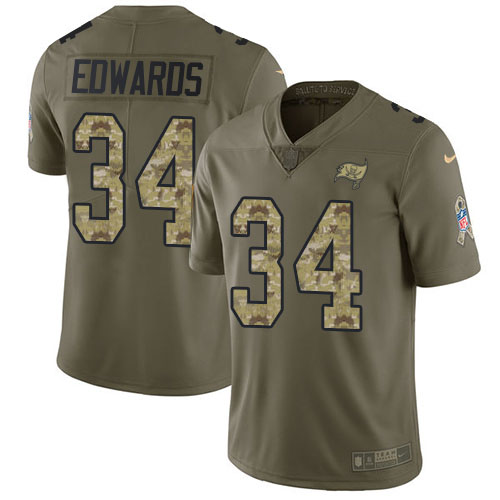 Tampa Bay Buccaneers #34 Mike Edwards Olive/Camo Youth Stitched Limited 2017 Salute To Service Jersey Youth