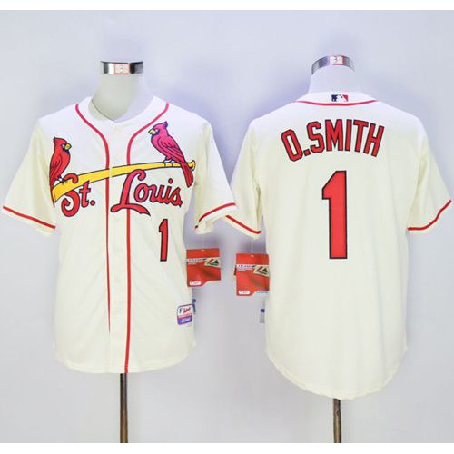 St.Louis Cardinals #1 Ozzie Smith Cream Cool Base Stitched Jersey Men's