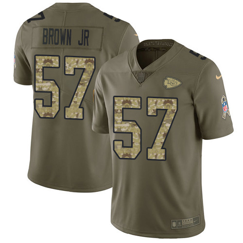 Kansas City Chiefs #57 Orlando Brown Jr. Olive/Camo Men's Stitched Limited 2017 Salute To Service Jersey Men's