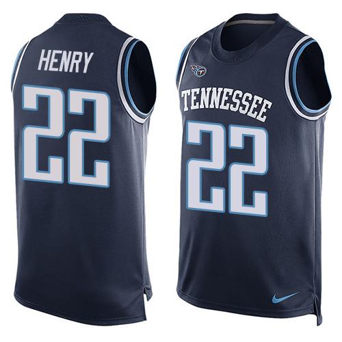 Titans #22 Derrick Henry Navy Blue Team Color Men's Stitched Limited Tank Top Jersey