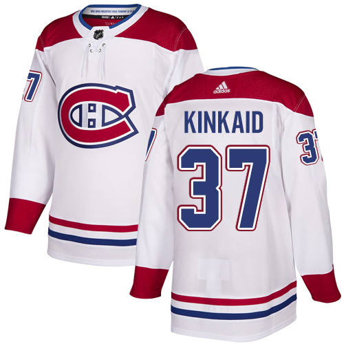 Adidas Montreal Canadiens #37 Keith Kinkaid White Road Authentic Stitched Youth Jersey Youth