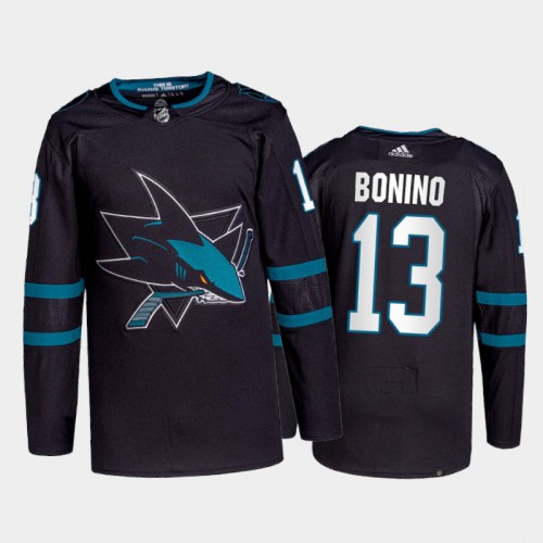Adidas San Jose Sharks #13 Nick Bonino Men's 2021-22 Alternate Authentic Jersey - Black Men's