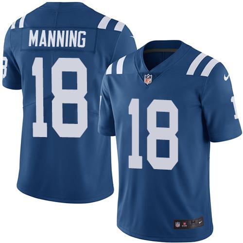 Indianapolis Colts #18 Peyton Manning Royal Blue Team Color Youth Stitched Vapor Untouchable Limited Jersey Youth