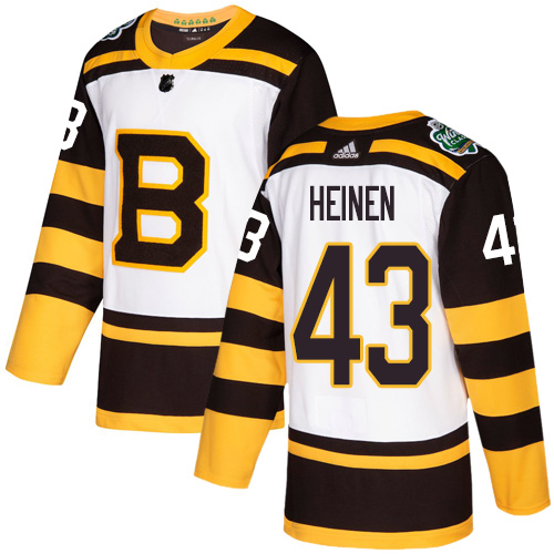 Adidas Boston Bruins #43 Danton Heinen White Authentic 2019 Winter Classic Stitched Jersey Men's