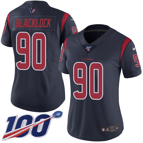 Houston Texans #90 Ross Blacklock Navy Blue Women's Stitched Limited Rush 100th Season Jersey Womens