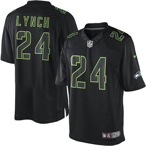 Seattle Seahawks #24 Marshawn Lynch Black Men's Stitched Impact Limited Jersey Men's