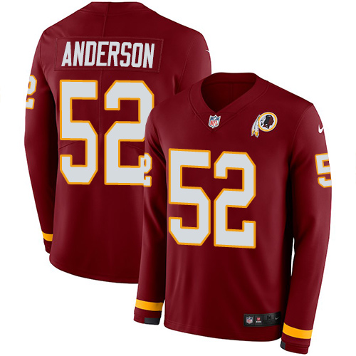 Washington Commanders #52 Ryan Anderson Burgundy Red Team Color Men's Stitched Limited Therma Long Sleeve Jersey Men's