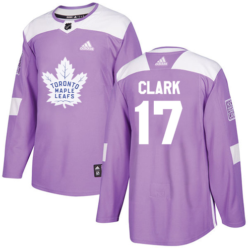 Adidas Maple Toronto Maple Leafs #17 Wendel Clark Purple Authentic Fights Cancer Stitched Youth Jersey Youth
