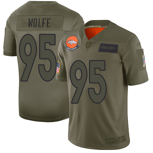 Denver Broncos #95 Derek Wolfe Camo Men's Stitched Limited 2019 Salute To Service Jersey Men's
