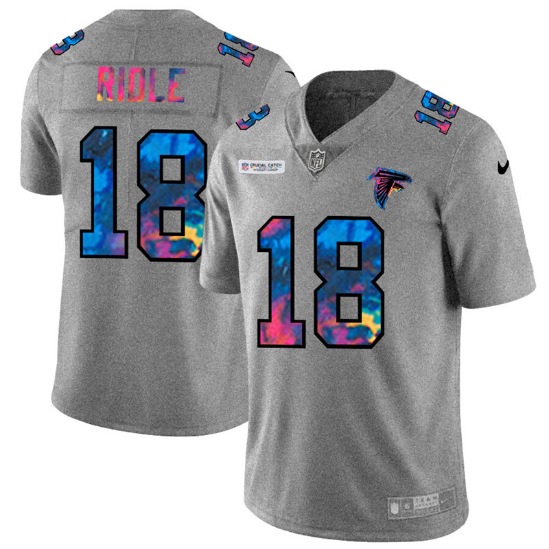 Atlanta Falcons #18 Calvin Ridley Men's Multi-Color 2020 Crucial Catch Jersey Greyheather