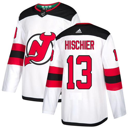 Adidas New Jersey Devils #13 Nico Hischier White Road Authentic Stitched Youth Jersey Youth