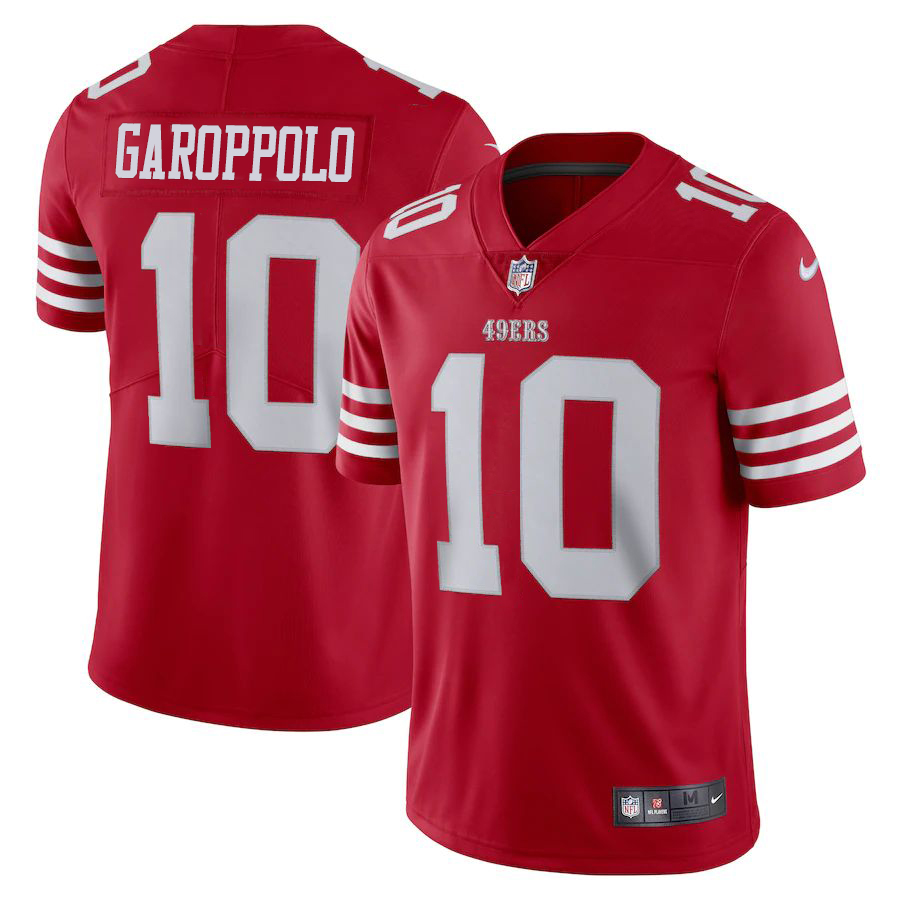 San Francisco 49ers #10 Jimmy Garoppolo Scarlet Men's 2022-23 Limited Stitched Vapor Untouchable Jersey