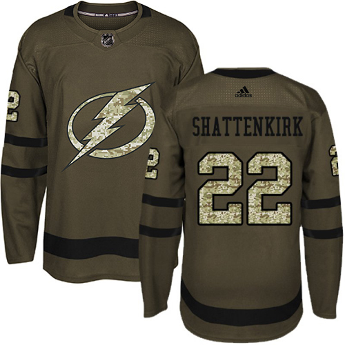 Adidas Tampa Bay Lightning #22 Kevin Shattenkirk Green Salute to Service Youth Stitched Jersey Youth
