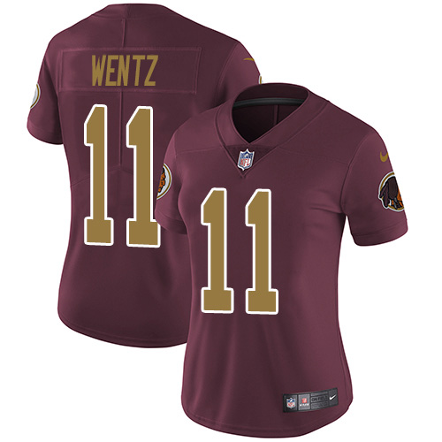 Washington Commanders #11 Carson Wentz Burgundy Red Alternate Women's Stitched Vapor Untouchable Limited Jersey Womens
