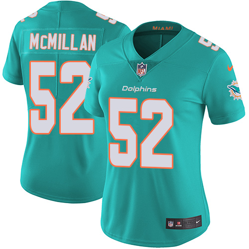 Miami Dolphins #52 Raekwon McMillan Aqua Green Team Color Women's Stitched Vapor Untouchable Limited Jersey Womens