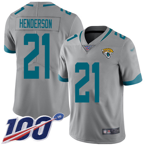 Jacksonville Jaguars #21 C.J. Henderson Silver Youth Stitched Limited Inverted Legend 100th Season Jersey Youth