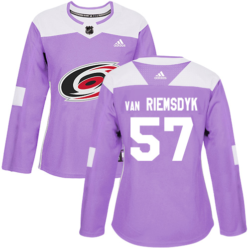 Adidas Carolina Hurricanes #57 Trevor Van Riemsdyk Purple Authentic Fights Cancer Women's Stitched Jersey Womens