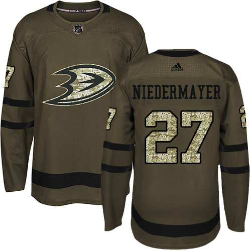 Adidas Anaheim Ducks #27 Scott Niedermayer Green Salute to Service Stitched Jersey Men's