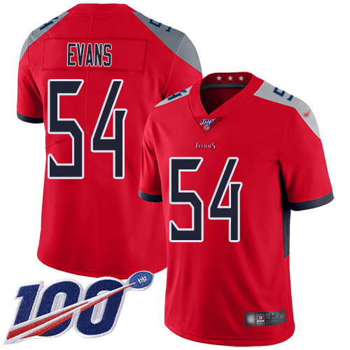 Tennessee Titans #54 Rashaan Evans Red Men's Stitched Limited Inverted Legend 100th Season Jersey Men's
