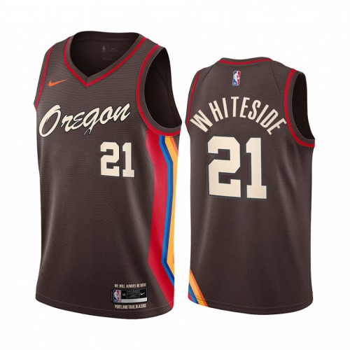 Portland Trail Blazers #21 Hassan Whiteside Chocolate Womens Swingman 2020-21 City Edition Jersey Womens
