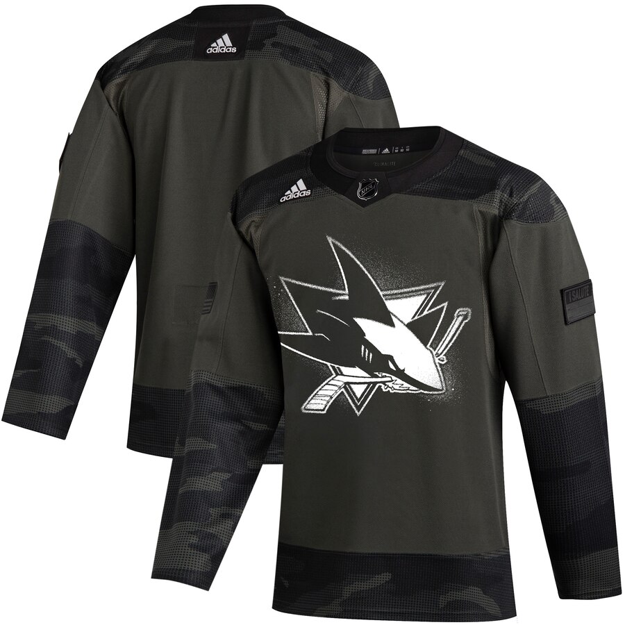 San Jose Sharks Adidas 2019 Veterans Day Authentic Practice Jersey Camo