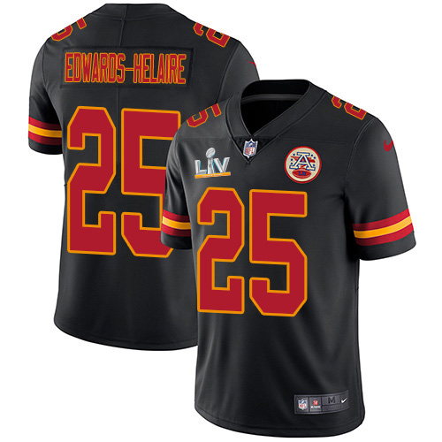 Chiefs #25 Clyde Edwards-Helaire Black Men's Super Bowl LV Bound Stitched Limited Rush Jersey