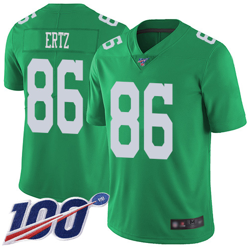 Philadelphia Eagles #86 Zach Ertz Green Men's Stitched Limited Rush 100th Season Jersey Men's