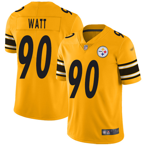 Steelers #90 T. J. Watt Gold Youth Stitched Limited Inverted Legend Jersey