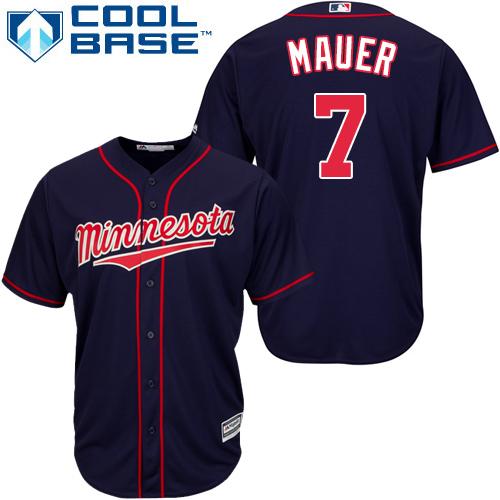 Minnesota Twins #7 Joe Mauer Stitched Navy Blue Cool Base Youth Jersey Youth