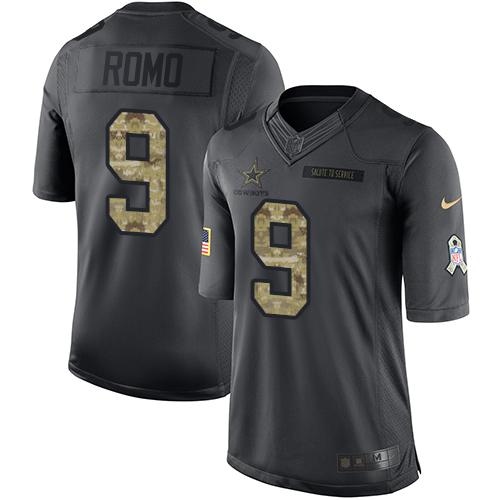 Dallas Cowboys #9 Tony Romo Black Men's Stitched Limited 2016 Salute To Service Jersey Men's