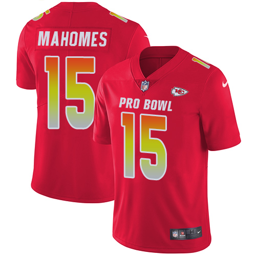 Chiefs #15 Patrick Mahomes Red Men's Stitched Limited AFC 2019 Pro Bowl Jersey