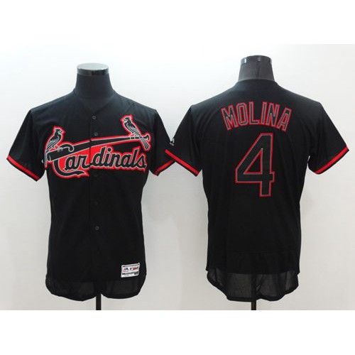 St.Louis Cardinals #4 Yadier Molina Black Fashion Flexbase Authentic Collection Stitched Jersey Men's