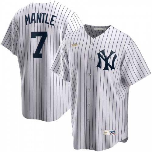 New York New York Yankees #7 Mickey Mantle Home Cooperstown Collection Player Jersey White Men's