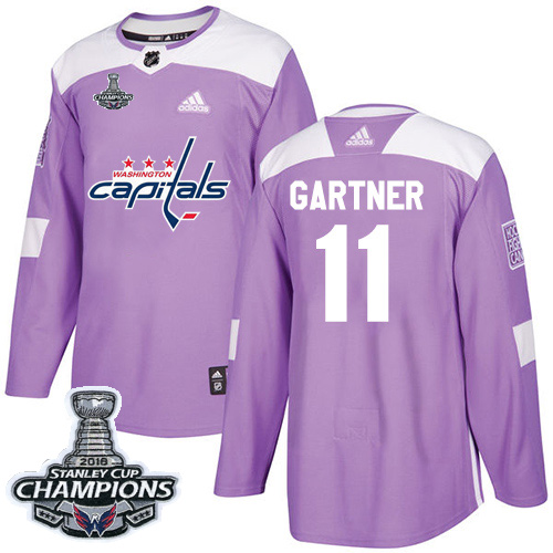 Adidas Washington Capitals #11 Mike Gartner Purple Authentic Fights Cancer Stanley Cup Final Champions Stitched Jersey Men's