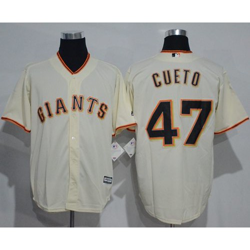San Francisco Giants #47 Johnny Cueto Cream New Cool Base Stitched Jersey Men's
