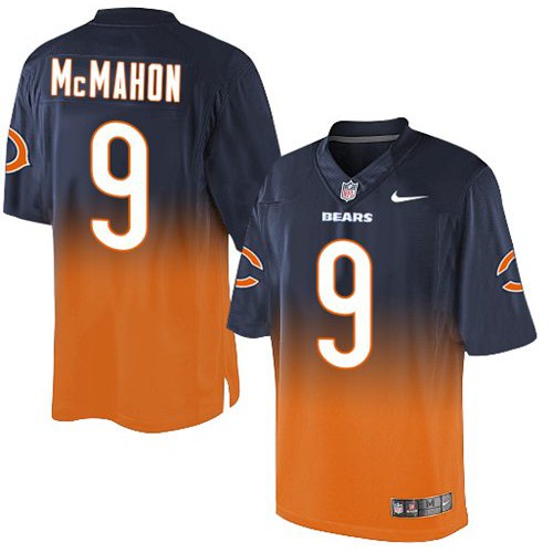 Chicago Bears #9 Jim McMahon Navy Blue/Orange Men's Stitched Elite Fadeaway Fashion Jersey Men's