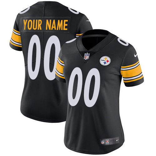 Pittsburgh Steelers Customized Black Team Color Stitched Vapor Untouchable Limited Women's Jersey