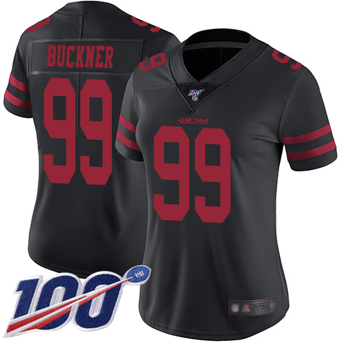 San Francisco 49ers #99 DeForest Buckner Black Alternate Women's Stitched 100th Season Vapor Limited Jersey Womens