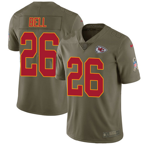 Kansas City Chiefs #26 Le'Veon Bell Olive Men's Stitched Limited 2017 Salute To Service Jersey Men's