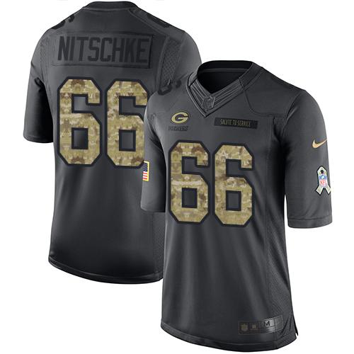 Green Bay Packers #66 Ray Nitschke Black Men's Stitched Limited 2016 Salute To Service Jersey Men's