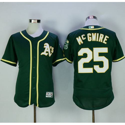 Oakland Athletics #25 Mark McGwire Green Flexbase Authentic Collection Stitched Jersey Men's