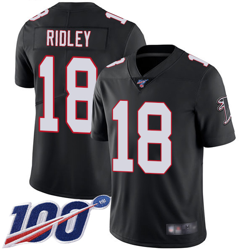 Falcons #18 Calvin Ridley Black Alternate Youth Stitched 100th Season Vapor Limited Jersey
