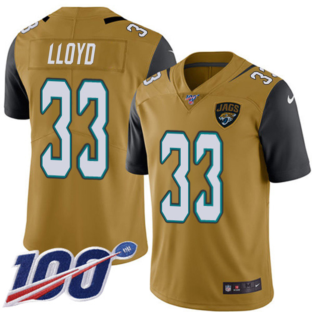 Jaguars #33 Devin Lloyd Gold Men's Stitched Limited Rush 100th Season Jersey