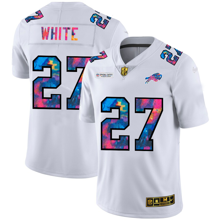 Buffalo Bills #27 Tre'Davious White Men's White Multi-Color 2020 Crucial Catch Limited Jersey