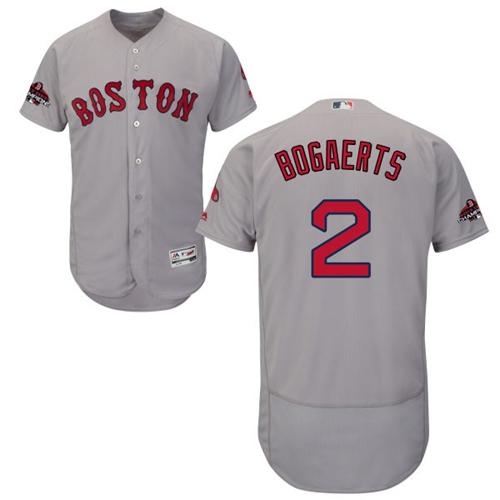 Boston Red Sox #2 Xander Bogaerts Grey Flexbase Authentic Collection 2018 World Series Champions Stitched Jersey Men's